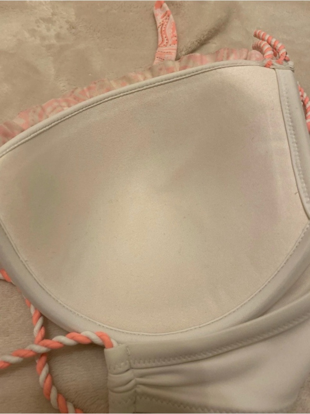 Victoria's Secret White & Peach Ruffle Halter Bikini Set - Picture 9 of 16